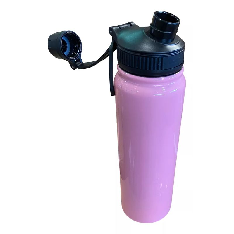 GENERICO - Termo Botella Agua Termica 800ml Acero Inoxidable 2 Tapas Rosa