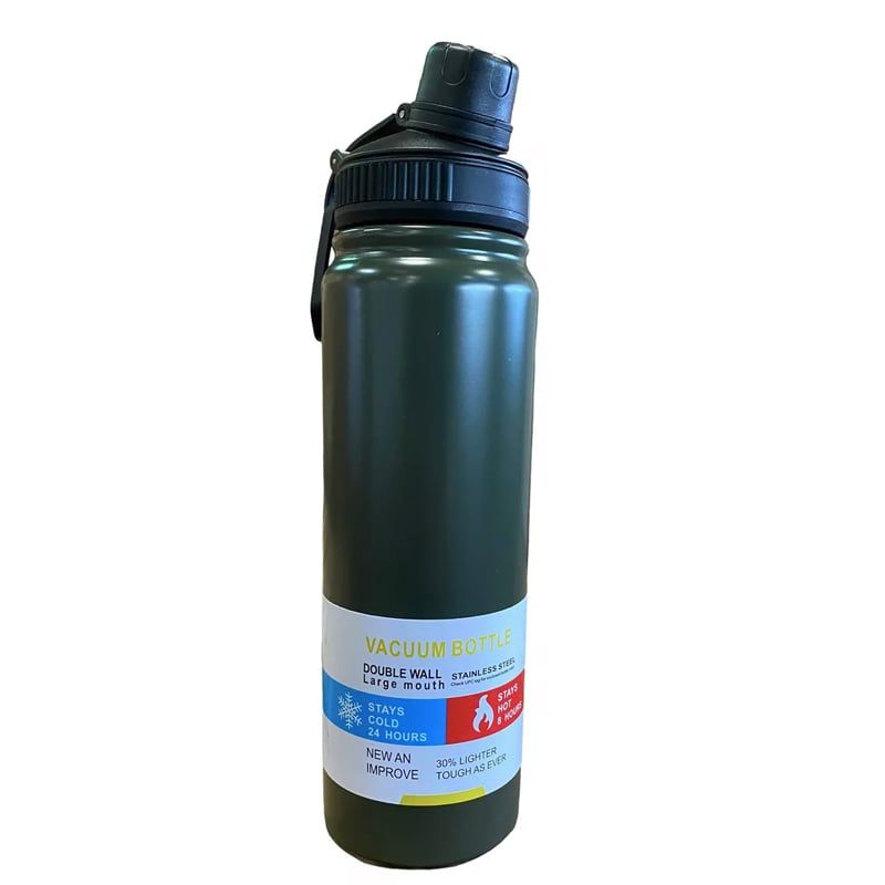 GENERICO - Termo Botella Agua Termica 800ml Acero Inoxidable 2 Tapas Verde