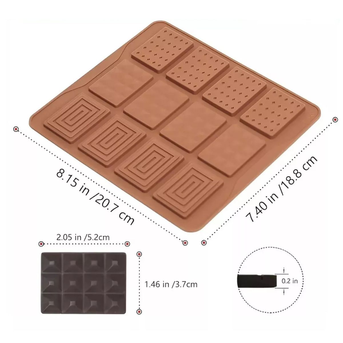 GENERICO - Molde 12 Espacios Chocolate 3 Formas