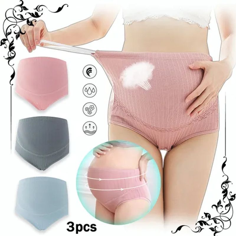 EDWINAYY - Pack 3 Panti Pantaletas Maternidad Embarazo Con Ajustador