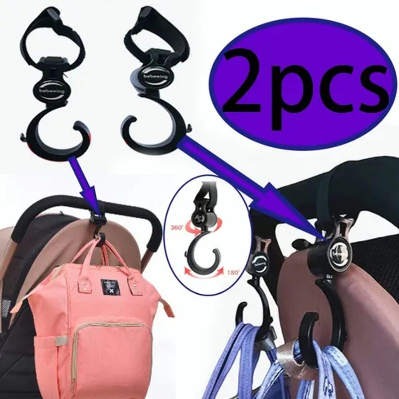 EDWINAYY - 2x Ganchos Para Coche Bebé Giratorio 360 Colgador Mochilas