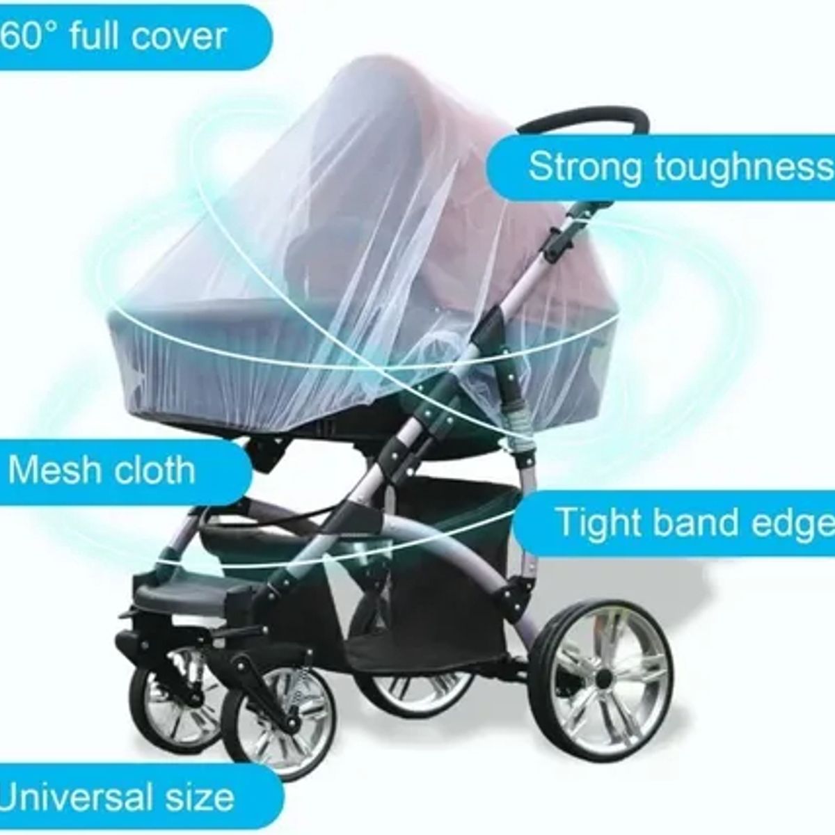 EDWINAYY - Malla Mosquitero Para Coche De Bebe Elásticado Antimosquito