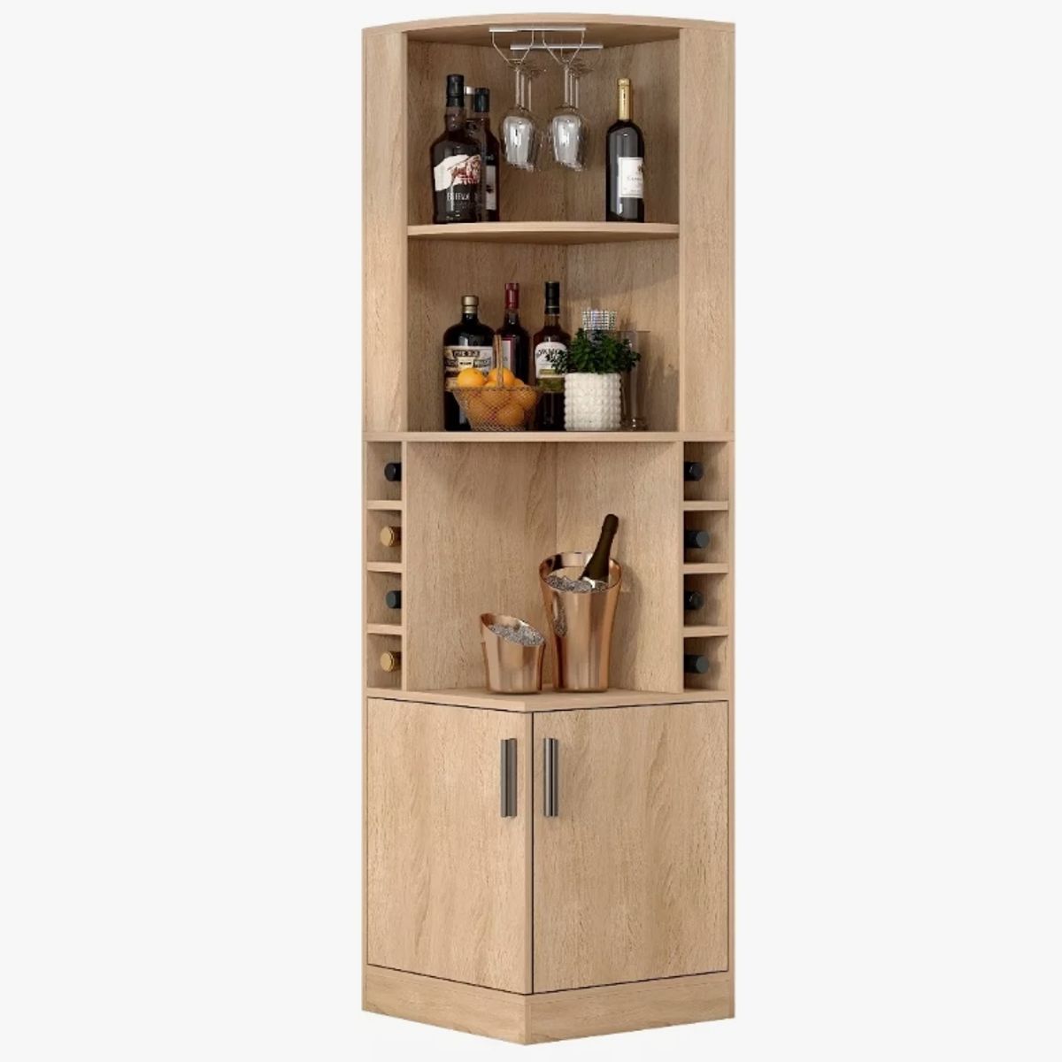 HOMER DESIGN - Mueble De Bar Esquinero Multifuncional 180x47x47cm Marrón claro