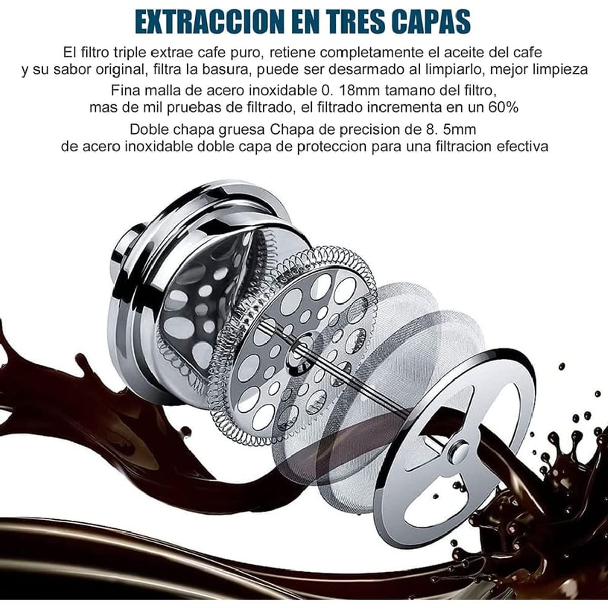 GENERICO - Cafetera Prensa Francesa Acero Inoxidable Doble Pared 800ml