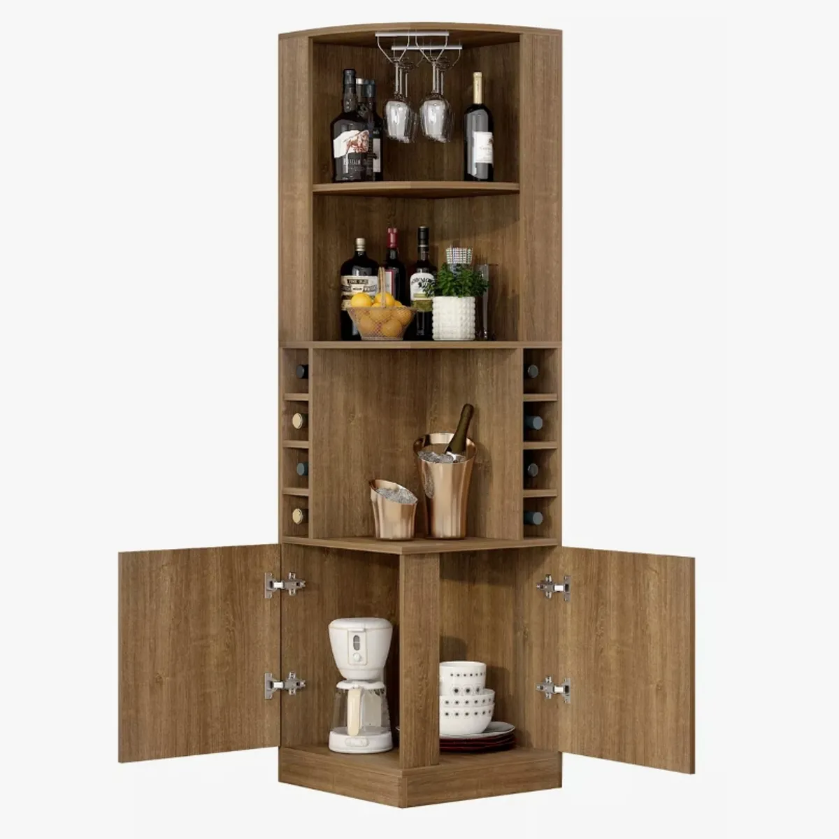 HOMER DESIGN - Mueble De Bar Esquinero Multifuncional 180x47x47cm Marrón oscuro