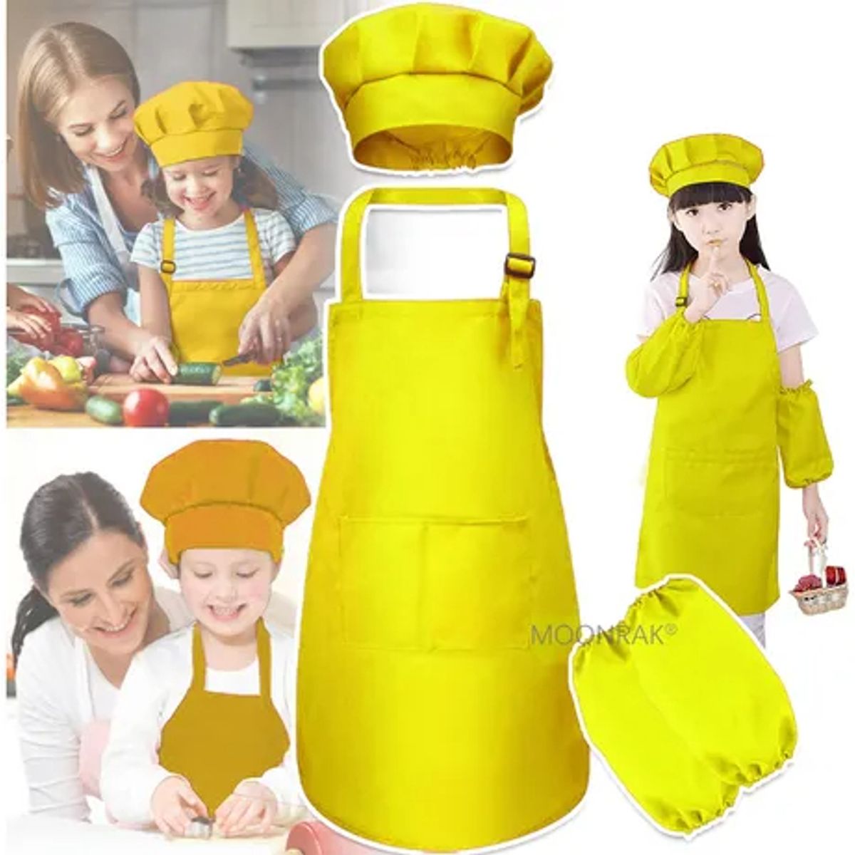 EDWINAYY - Set Delantal De Cosplay + Gorro De Chef Para Cocinar + Manga