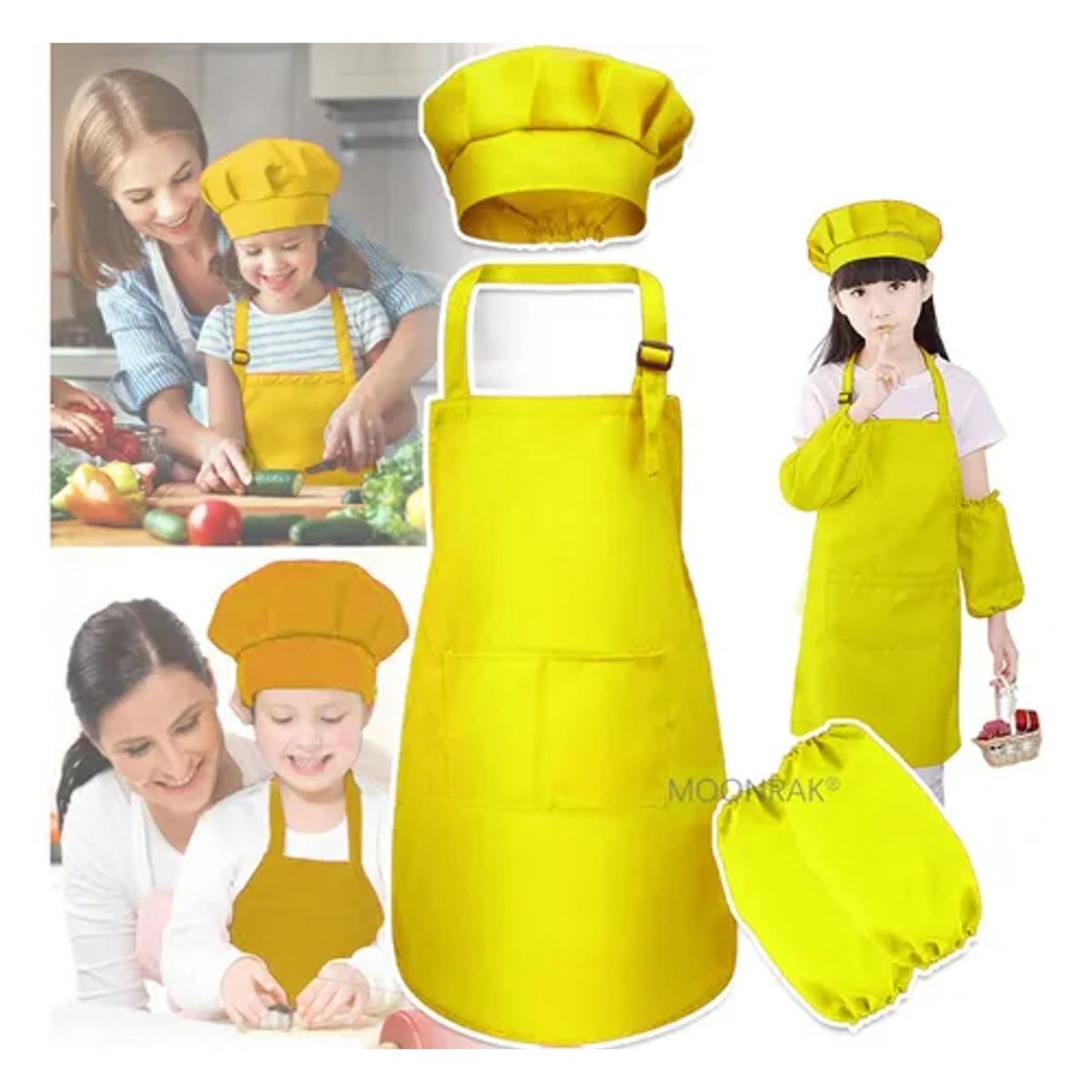 EDWINAYY - Set Delantal De Cosplay + Gorro De Chef Para Cocinar + Manga