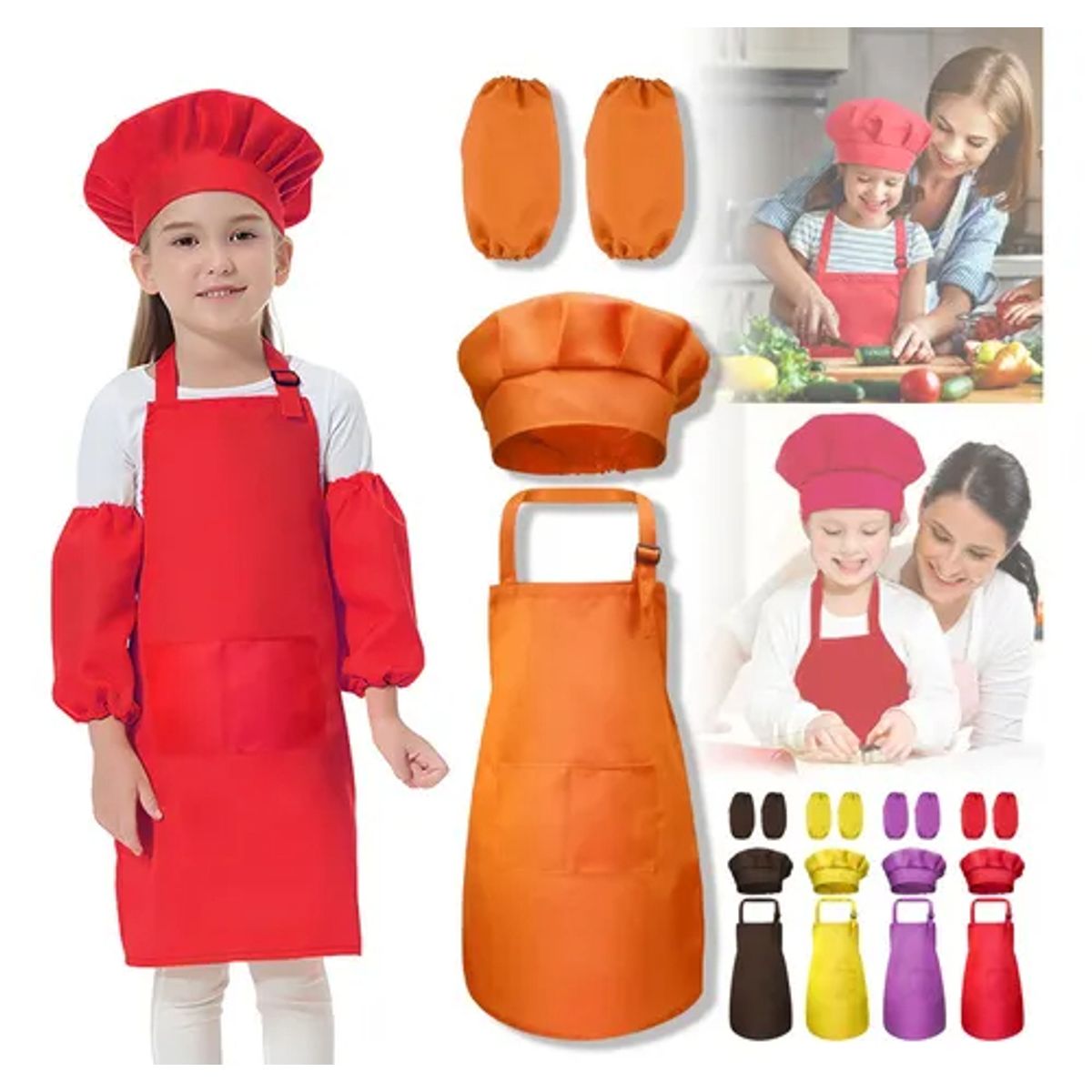 EDWINAYY - Set Delantal De Cosplay + Gorro De Chef Para Cocinar + Manga