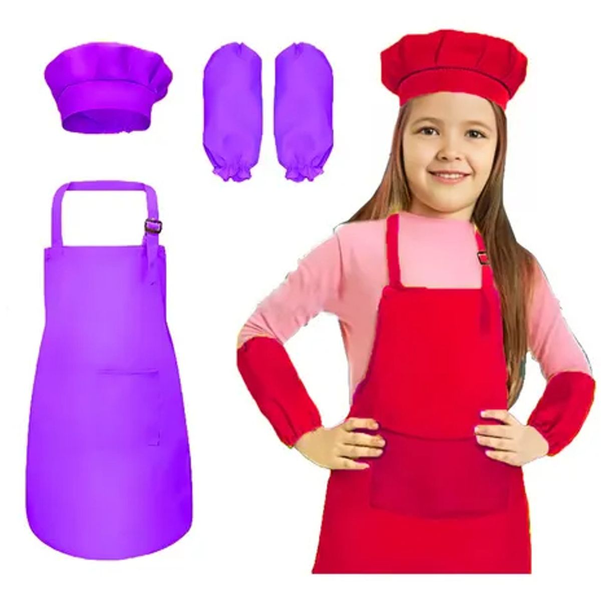 EDWINAYY - Set Delantal De Cosplay + Gorro De Chef Para Cocinar + Manga
