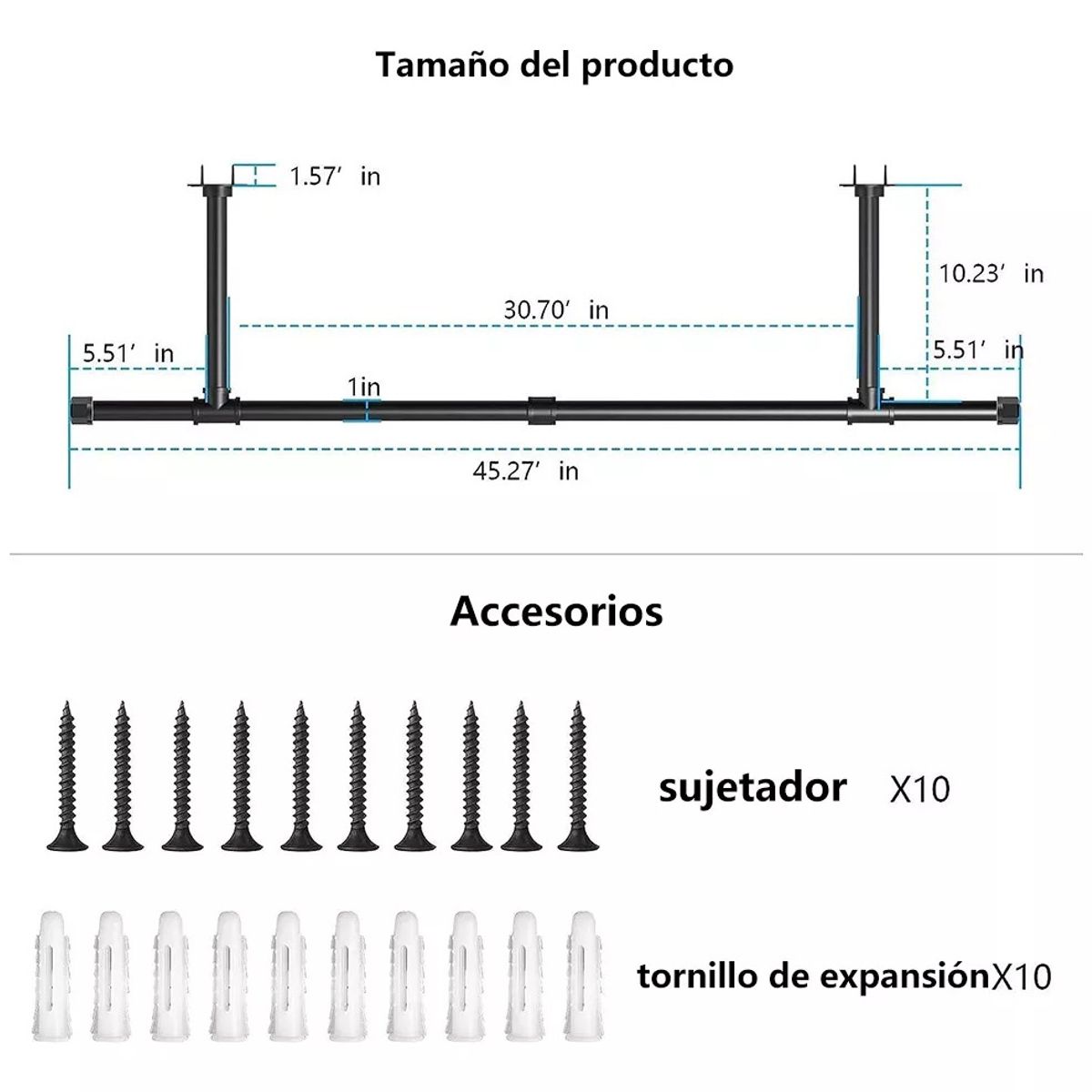 TNAKIEX - 110cm Perchero De Pared Estante De Metal Para Ropa Multiusos