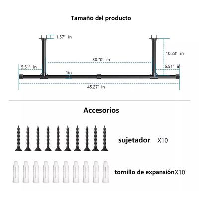 Imagen 2 del producto 110cm Perchero De Pared Estante De Metal Para Ropa Multiusos
