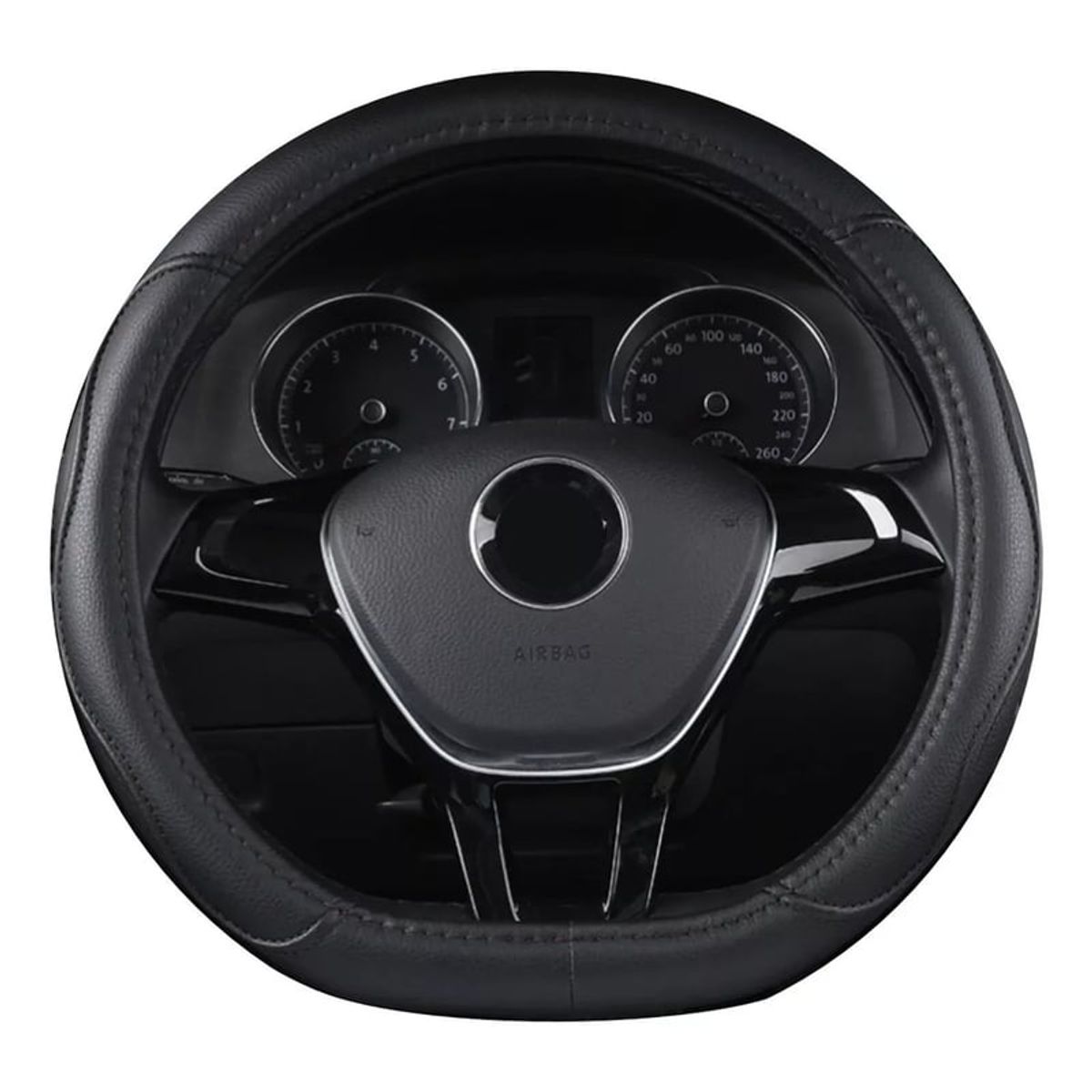 GENERICO - Funda Cubre Volante Tipo D Negro Eco Cuero Antideslizante