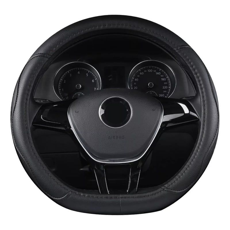 GENERICO - Funda Cubre Volante Tipo D Negro Eco Cuero Antideslizante