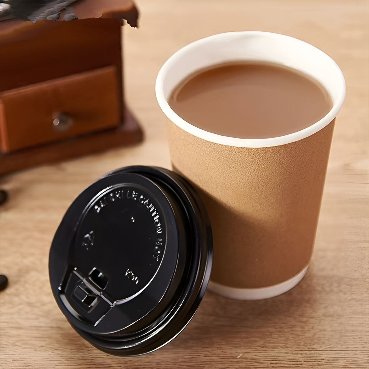 PASTELERIUSCL - 100 Vasos Cafe Kraft Vaso Desechables Doble Pared C/tapa 12oz