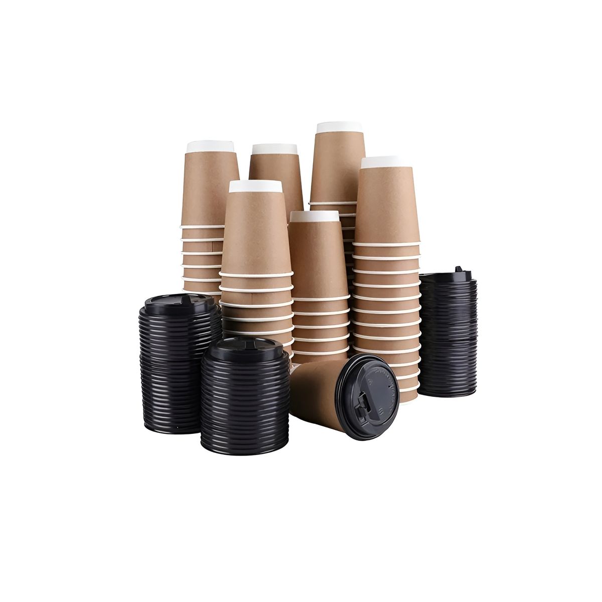 PASTELERIUSCL - X200 Vasos Desechables Vaso Kraft Doble Pared Ctapa 12oz