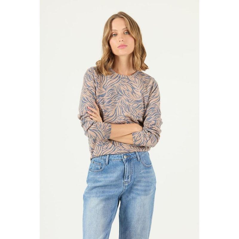 PRIVILEGE - Sweater beige estampado PRIVILEGE 2431 - Beige