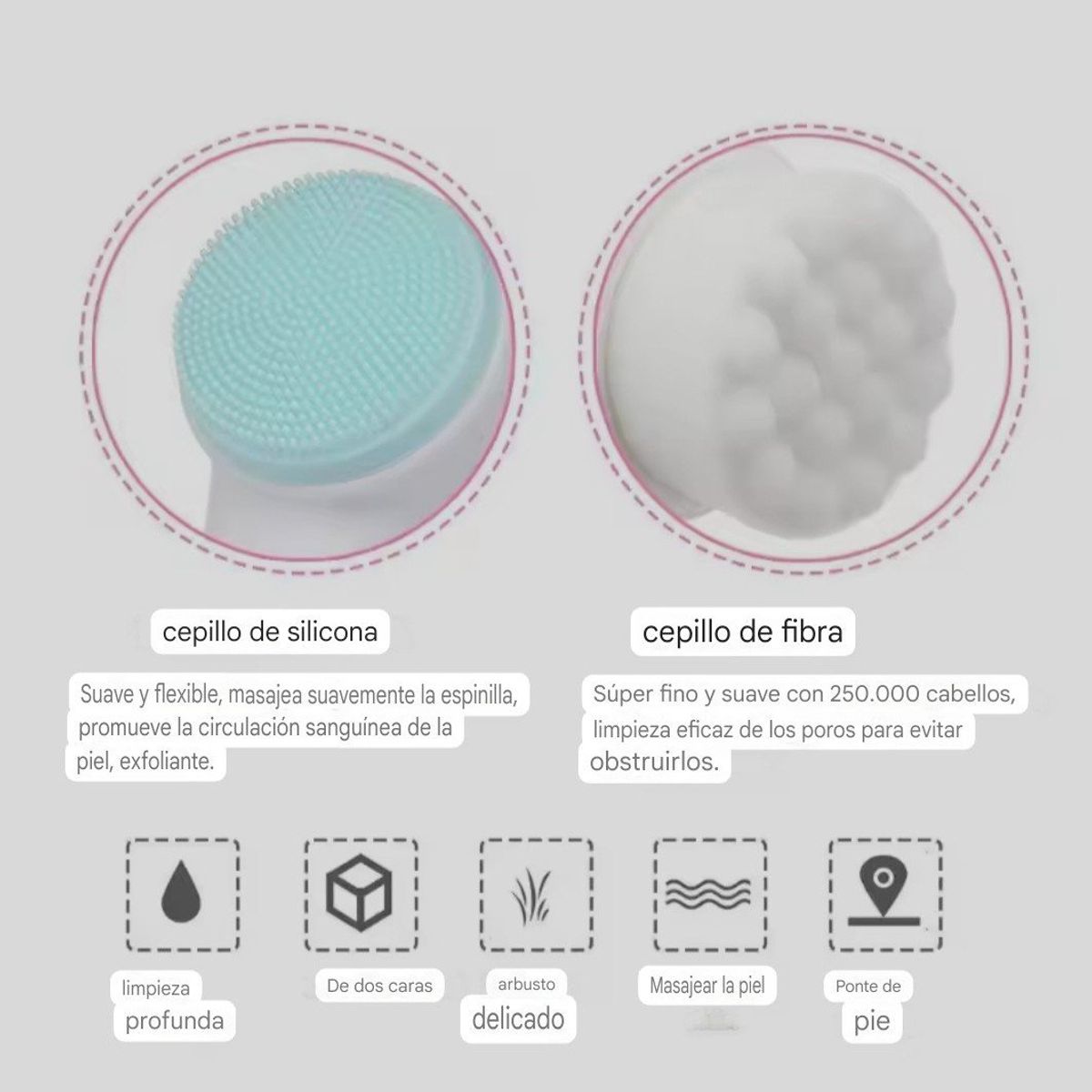 GENERICO - Cepillo de limpieza facial con silicona exfoliante 00171