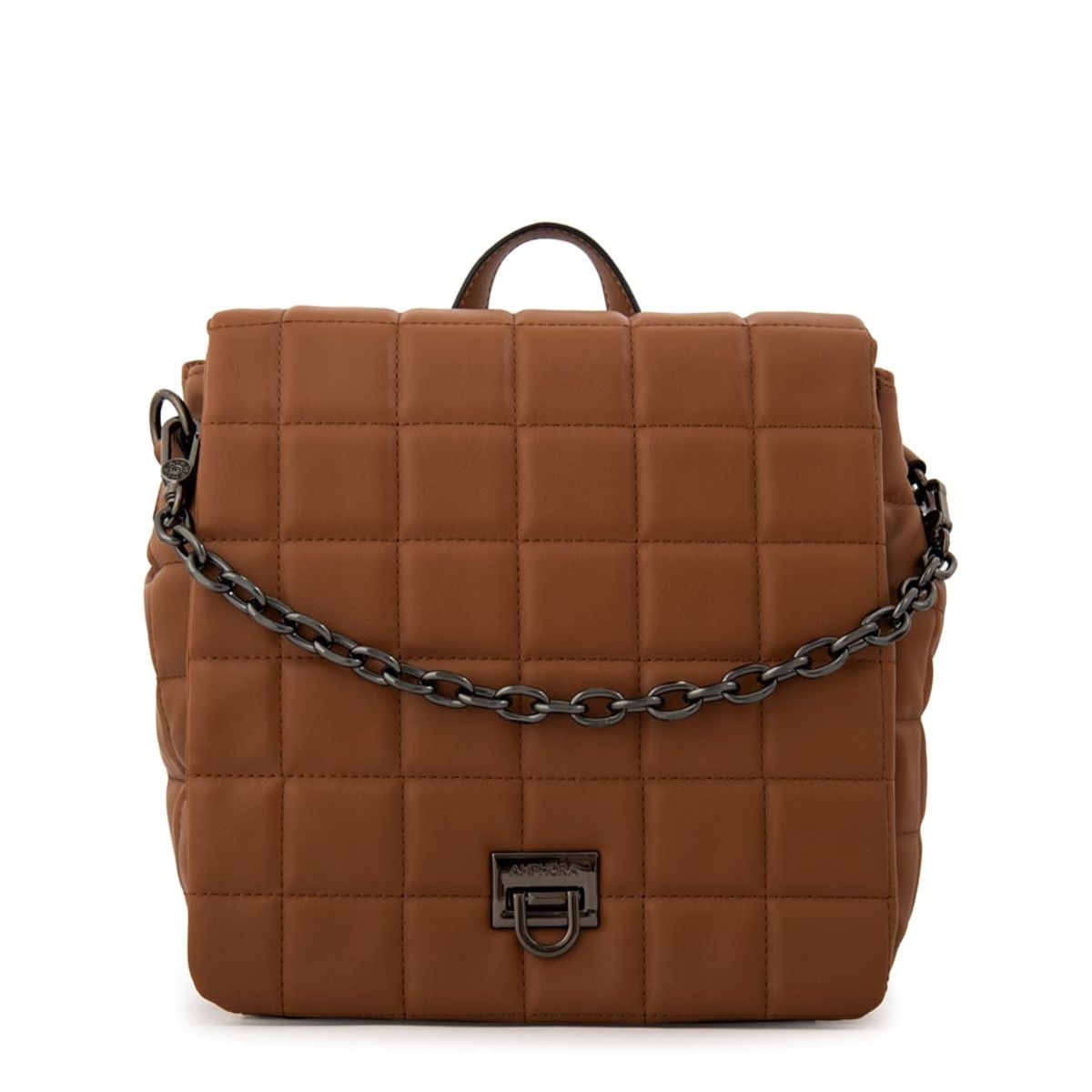 AMPHORA - Mochila con tapa grecia pequeña café