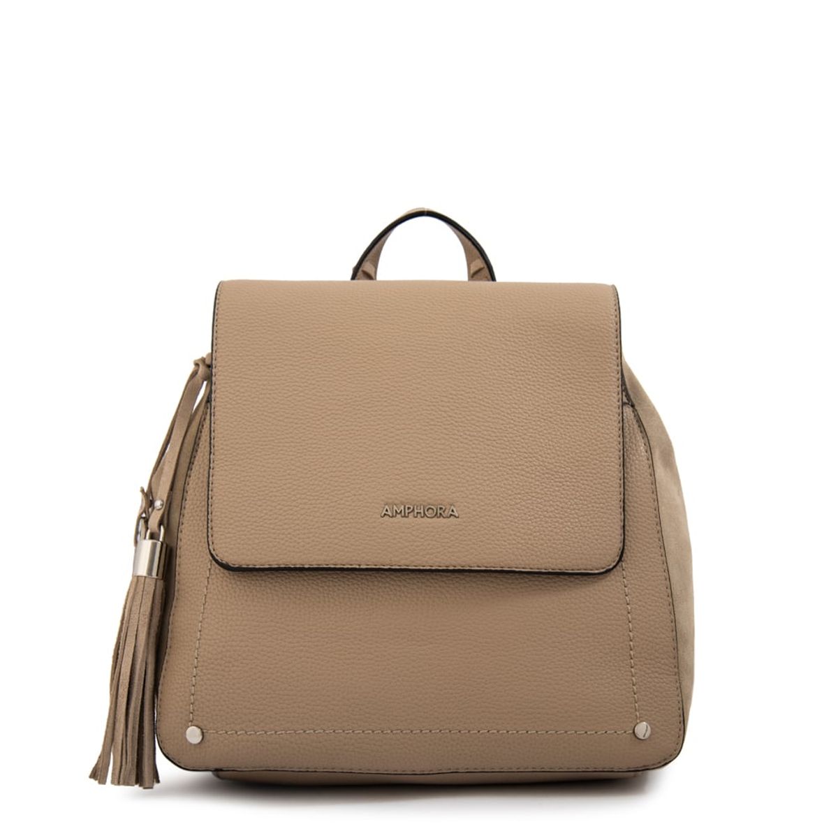 AMPHORA - Mochila con tapa etiopia mediana taupe