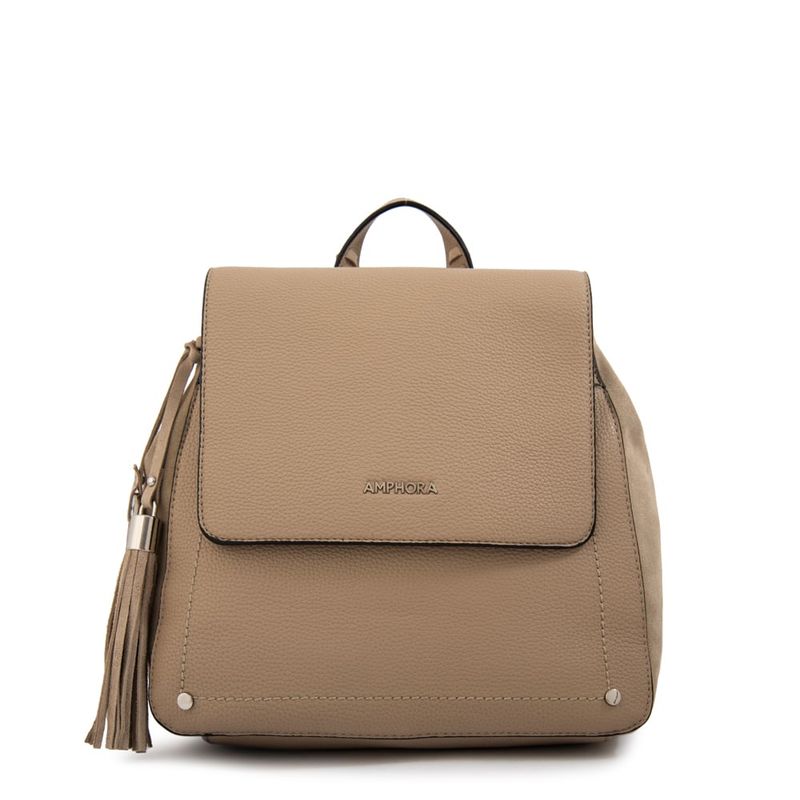 AMPHORA - Mochila con tapa mediana etiopia taupe