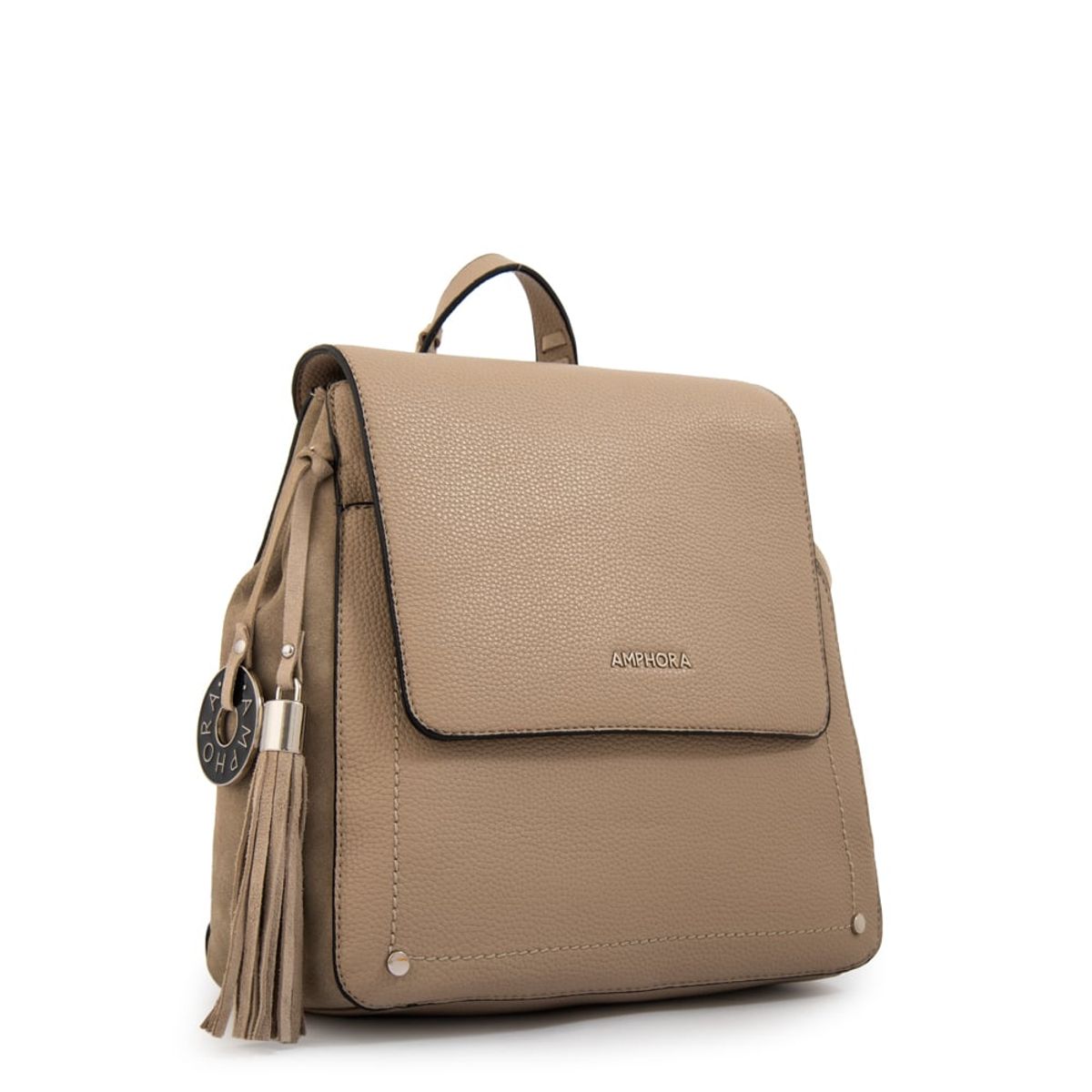 AMPHORA - Mochila con tapa etiopia mediana taupe