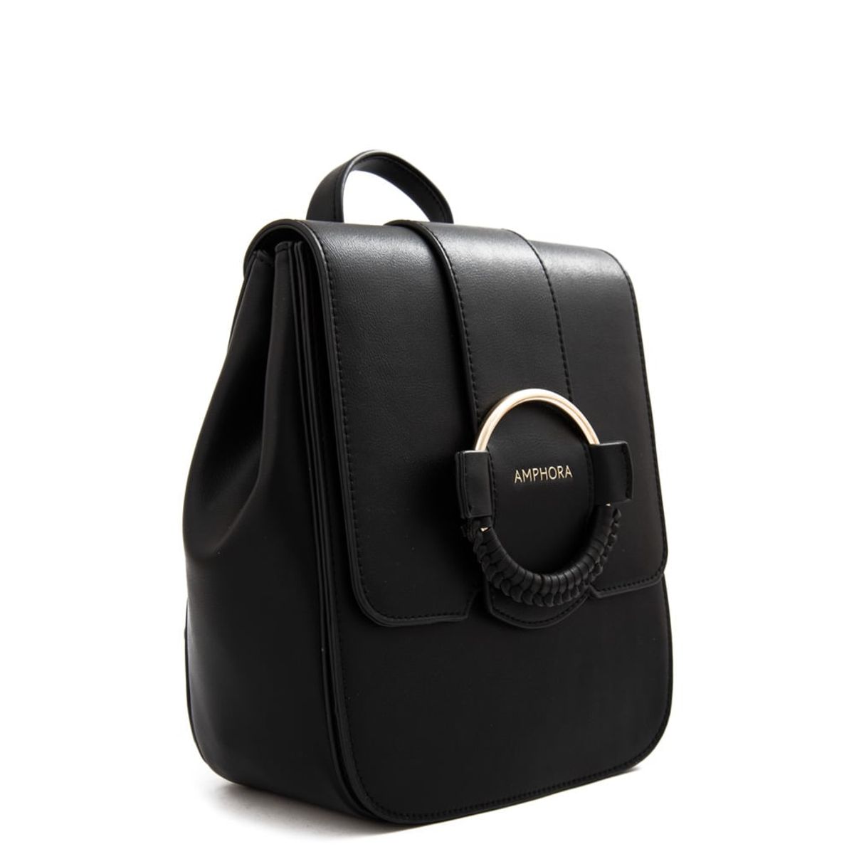 AMPHORA - Mochila con tapa cecilia mediana negro