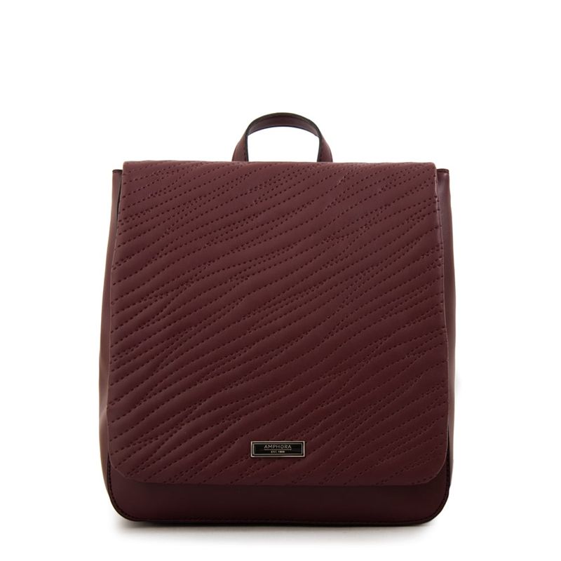 AMPHORA - Mochila con tapa mediana guinea burdeo
