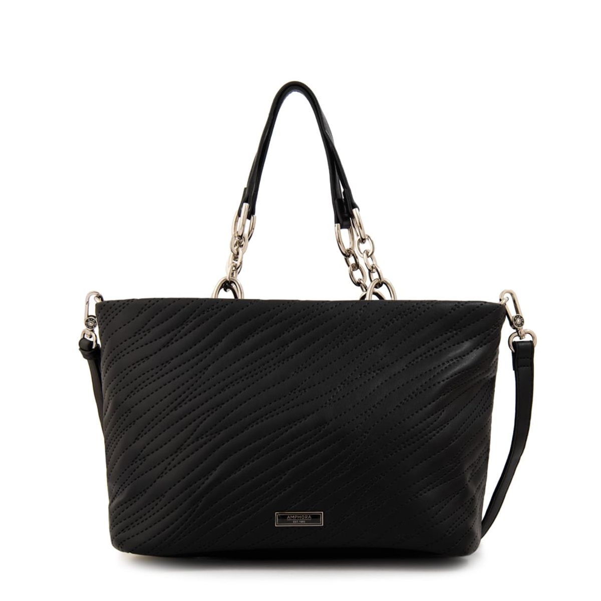 AMPHORA - Cartera tote guinea grande negro