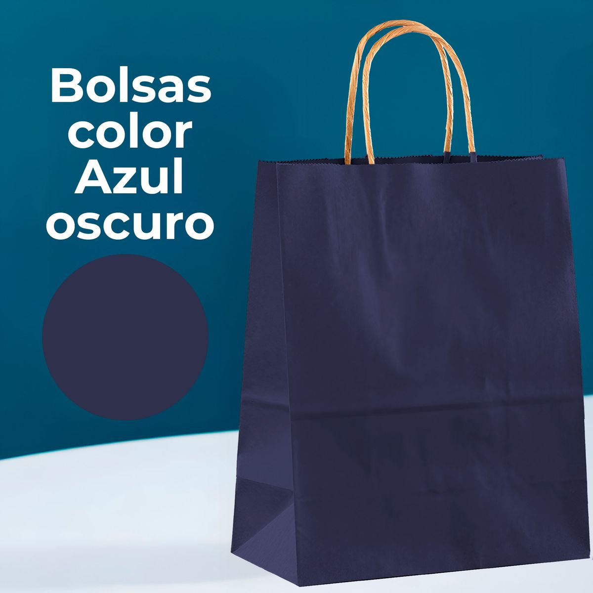 GENERICO - Bolsa Papel Kraft Ecológica Azul Marino 21X11X27 CM Pack X30