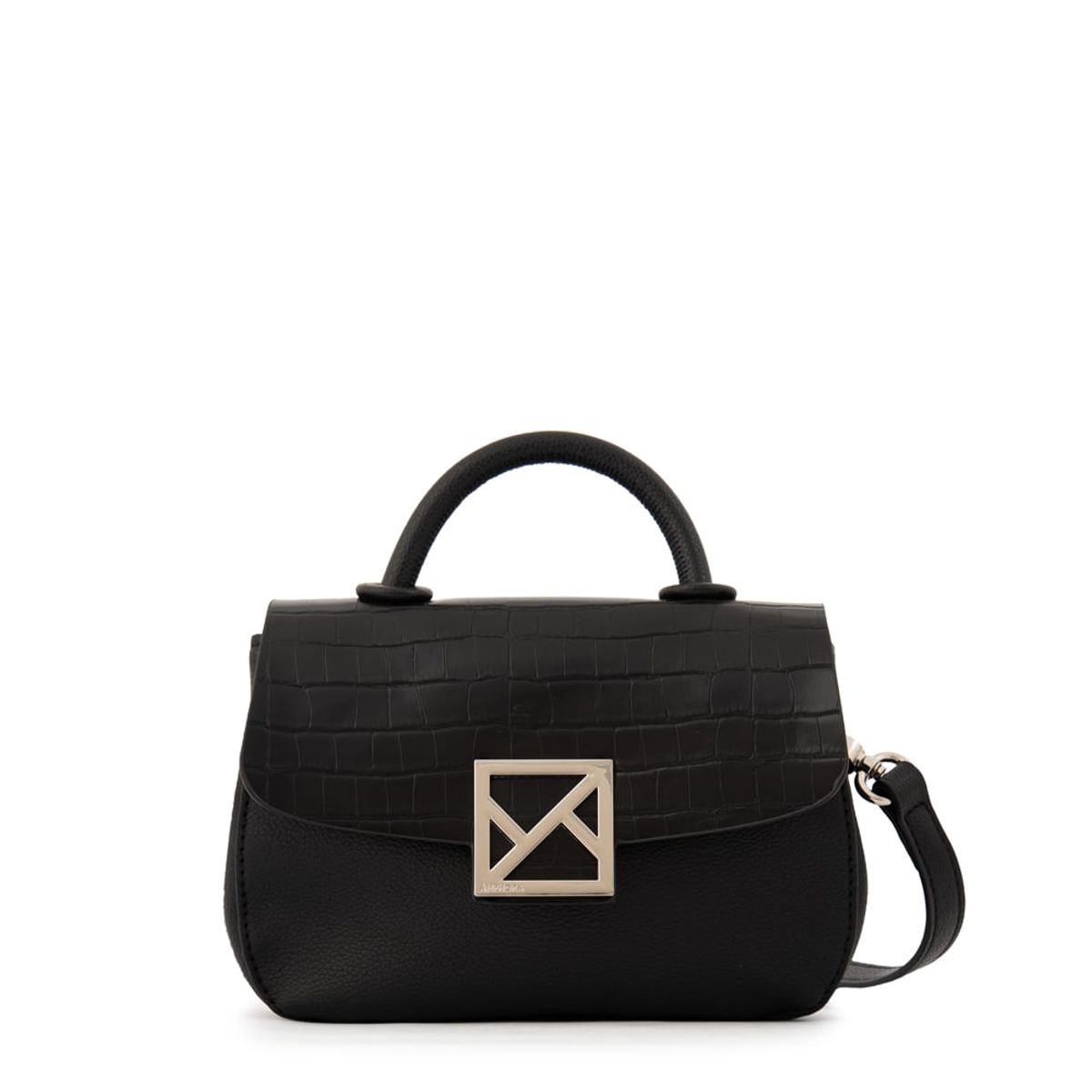 AMPHORA - Cartera bandolera con tapa porto pequeña negro especial