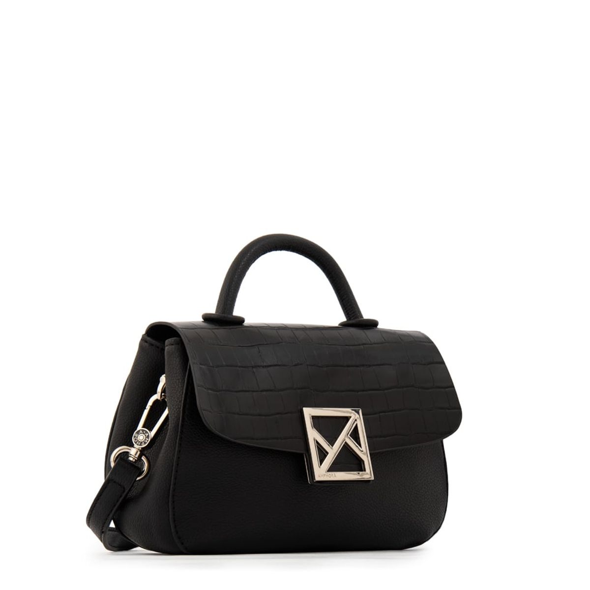 AMPHORA - Cartera bandolera con tapa porto pequeña negro especial