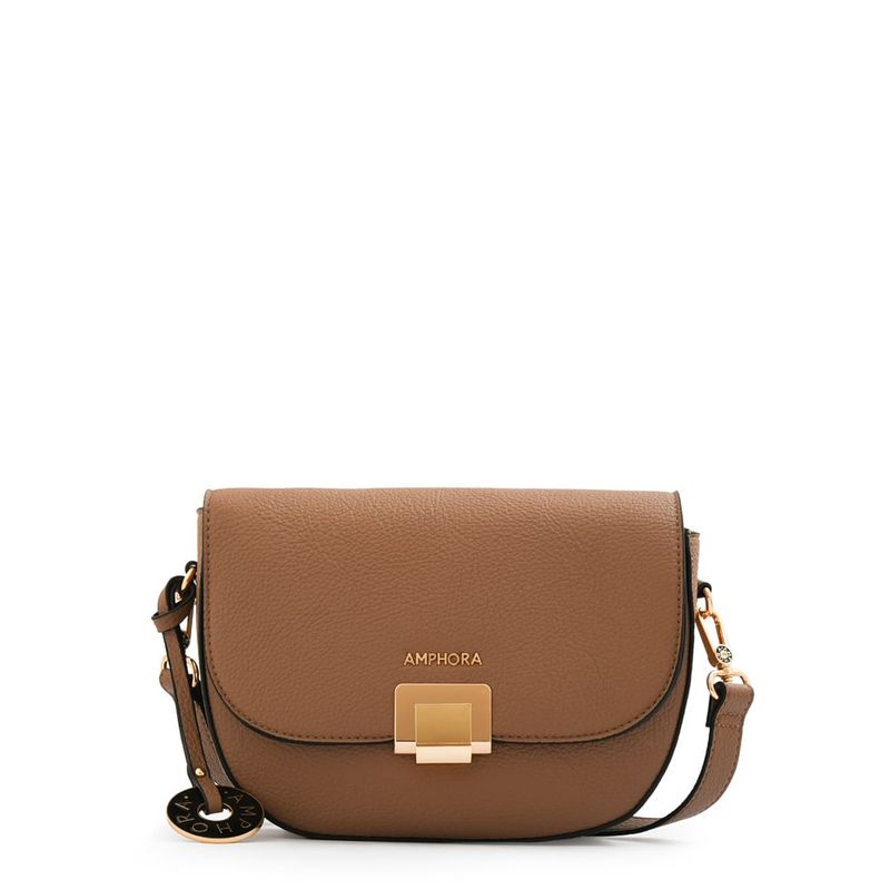 AMPHORA - Cartera Bandolera con tapa mediana elois taupe