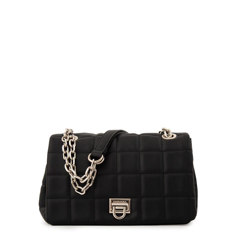 AMPHORA - Cartera Bandolera con tapa mediana grecia negro