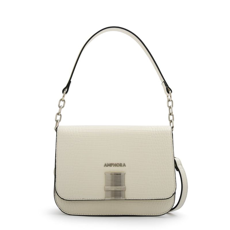 AMPHORA - Cartera Bandolera con tapa mediana fairy blanco crudo