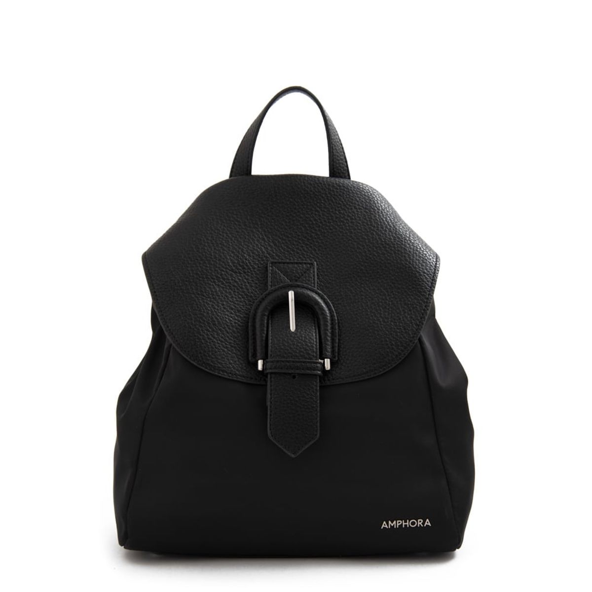 AMPHORA - Mochila con tapa jessie mediana negro