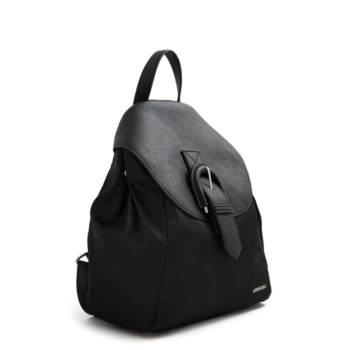 AMPHORA - Mochila con tapa jessie mediana negro