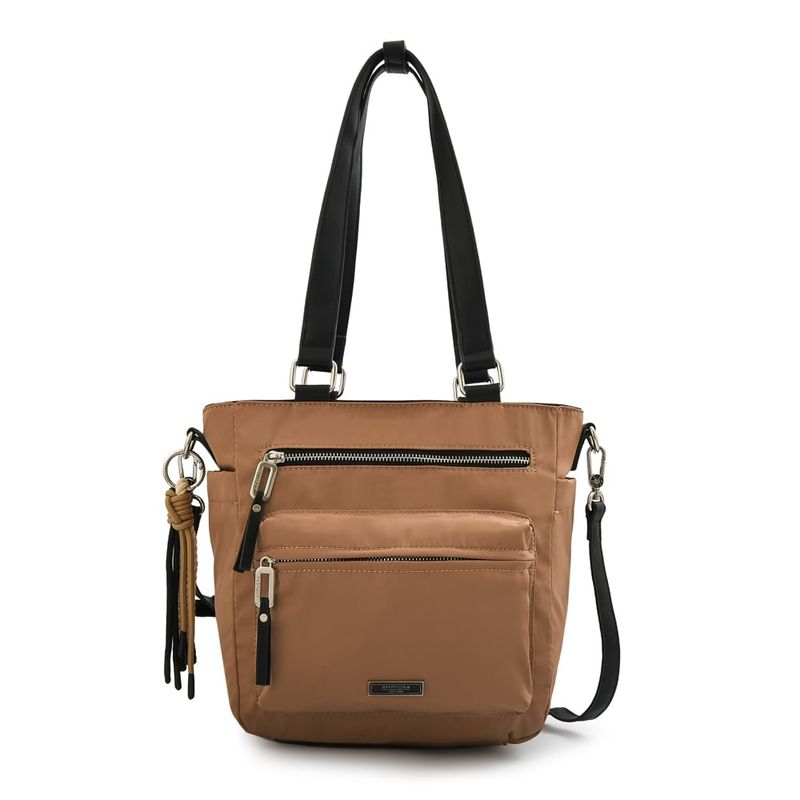 AMPHORA - Cartera Dos Asas grande joselina beige oscuro