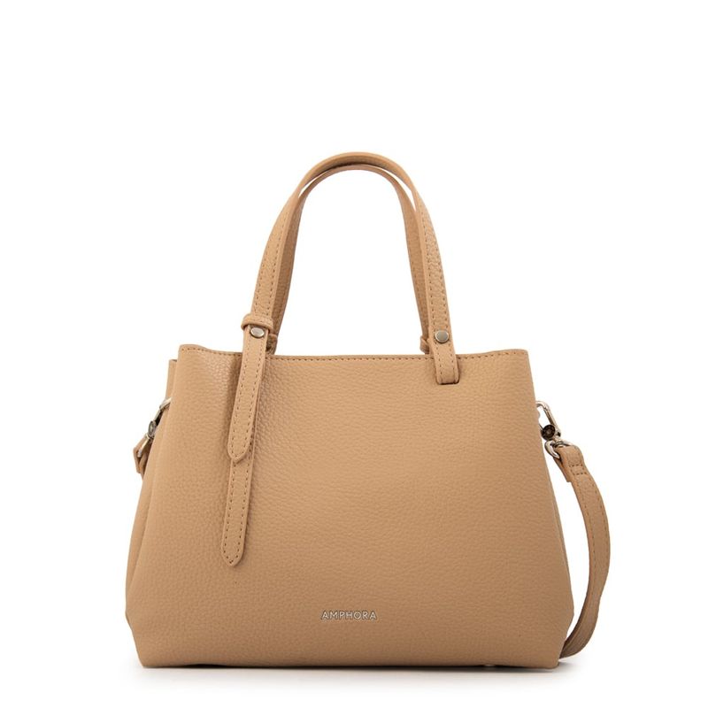 AMPHORA - Cartera Dos Asas tres divisiones pequeña moroni beige