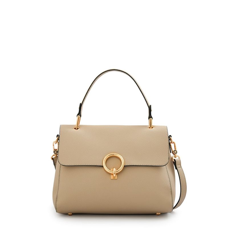 AMPHORA - Cartera Bandolera con tapa mediana libia beige