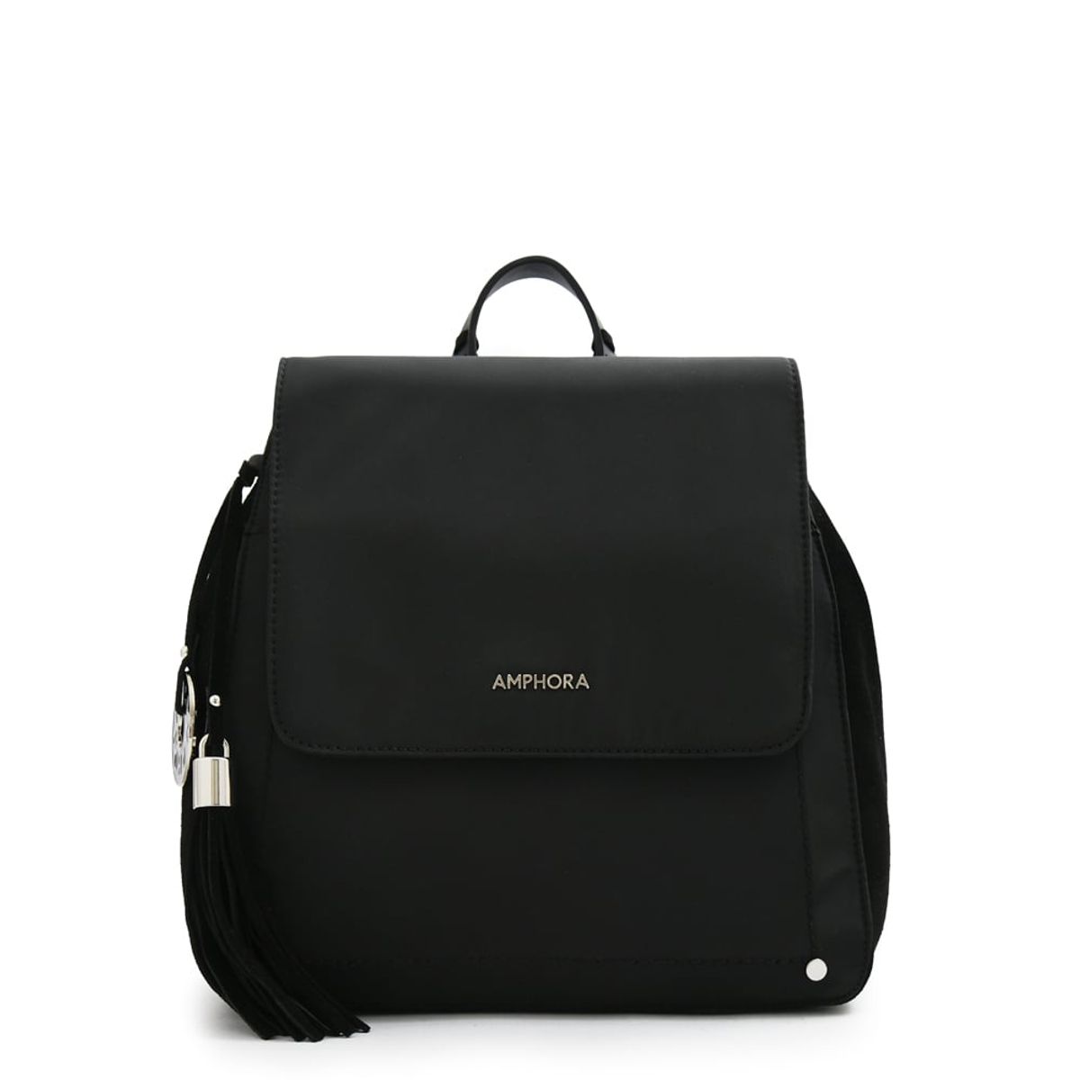 AMPHORA - Mochila con tapa etiopia mediana negro especial