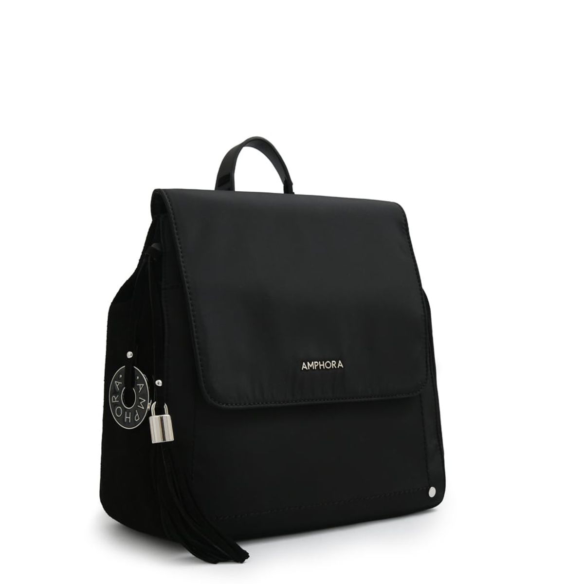 AMPHORA - Mochila con tapa etiopia mediana negro especial