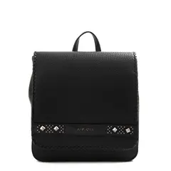 AMPHORA - Mochila con tapa mediana bissau negro