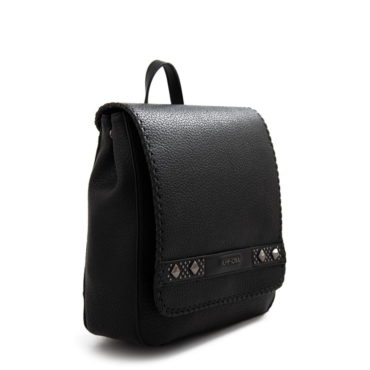 AMPHORA - Mochila con tapa bissau mediana negro