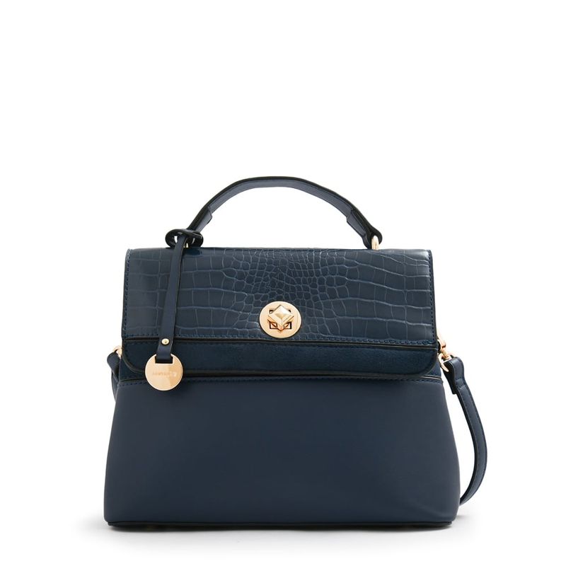 AMPHORA - Cartera Bandolera con tapa pequeña aline azul oscuro