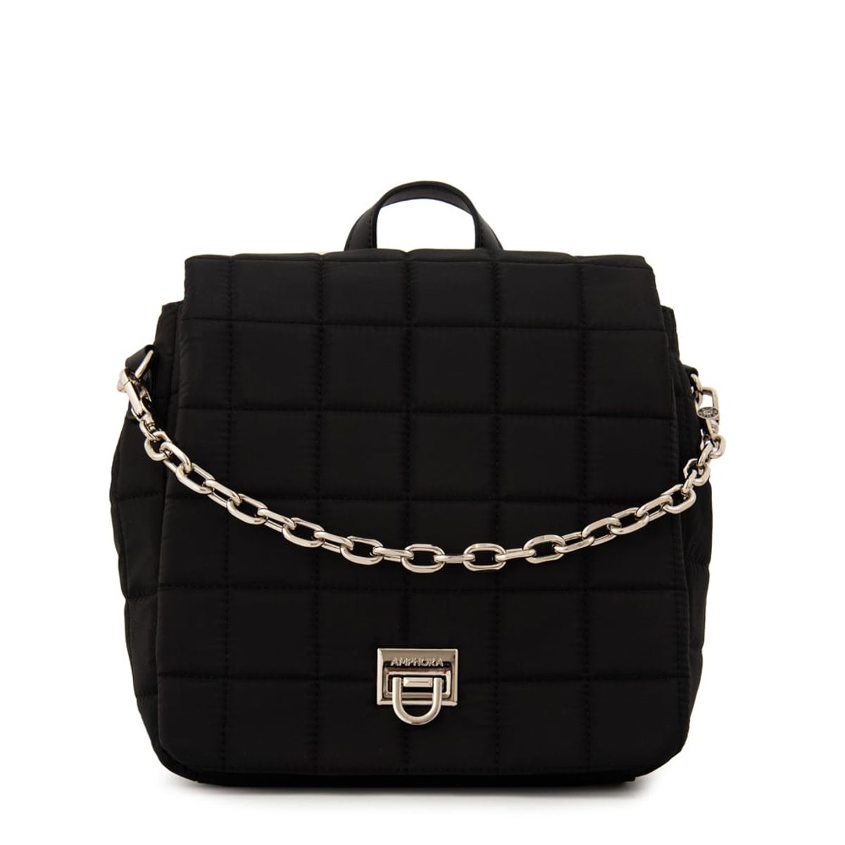 AMPHORA - Mochila con tapa grecia pequeña negro especial