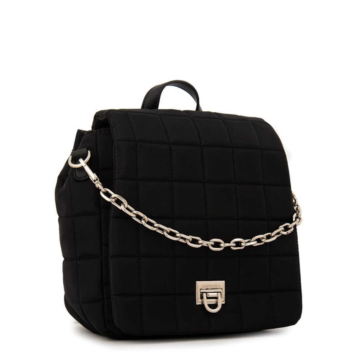 AMPHORA - Mochila con tapa grecia pequeña negro especial