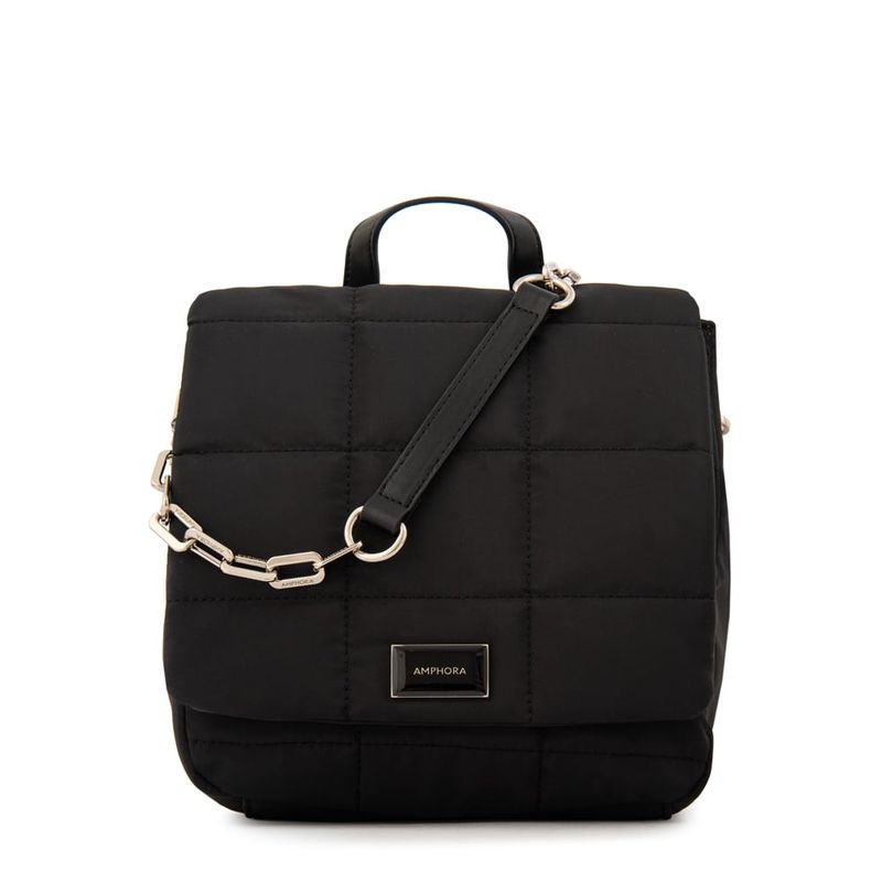 AMPHORA - Mochila con tapa mediana vania negro especial