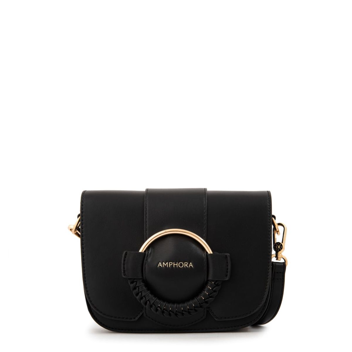 AMPHORA - Cartera bandolera con tapa cecilia pequeña negro