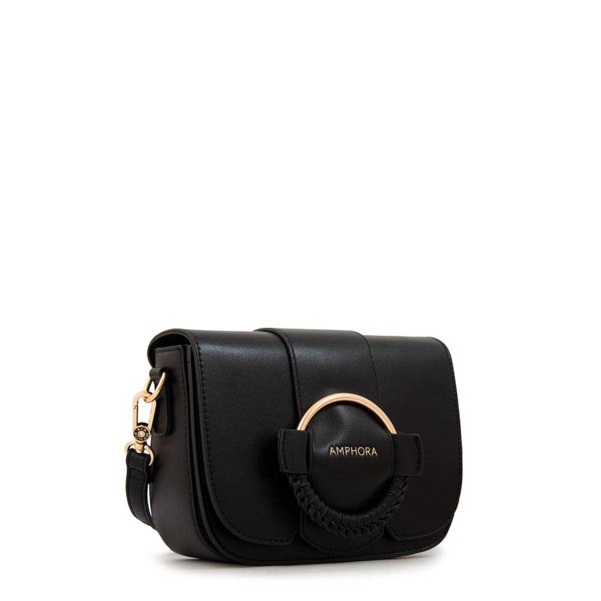 AMPHORA - Cartera bandolera con tapa cecilia pequeña negro