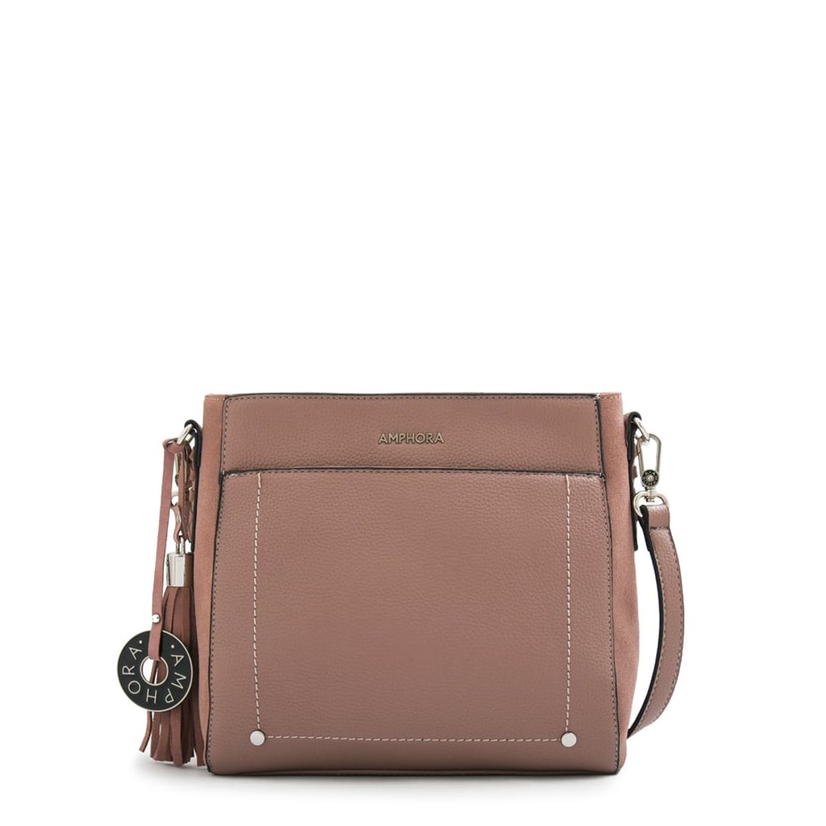 AMPHORA - Cartera bandolera etiopia mediana rosa viejo